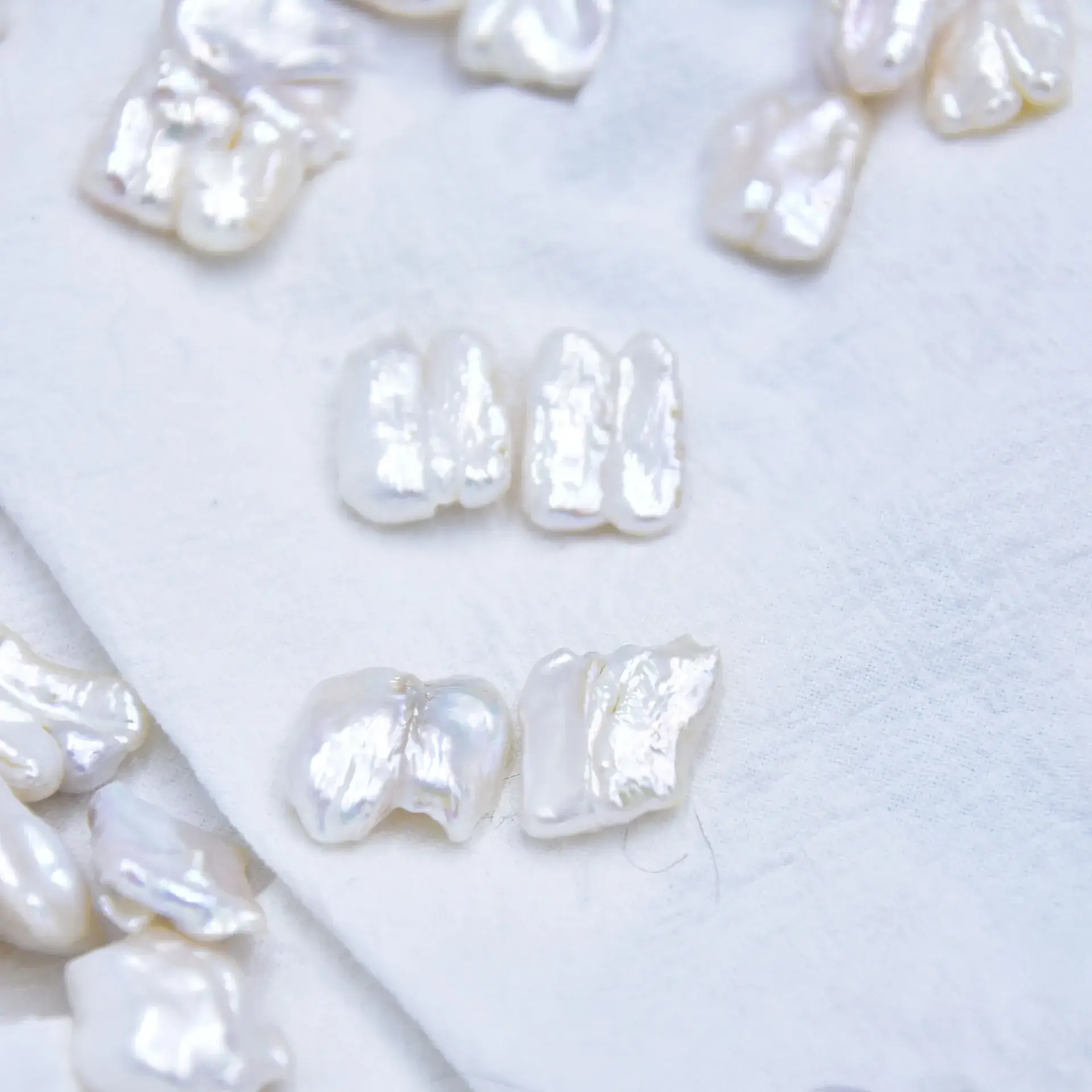 White Freshwater Pearls Small Pipa Asymmetrical Baroque - Image 4