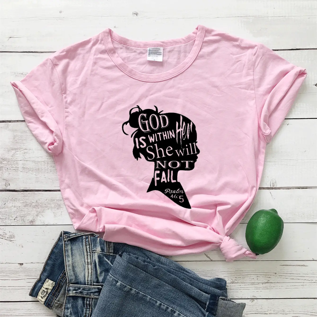 God is Within Her She Will Not Fail Men Women T-Shirt Grey