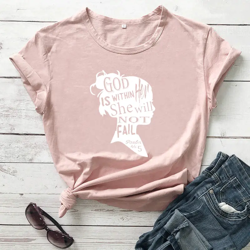 God is Within Her She Will Not Fail Men Women T-Shirt Grey