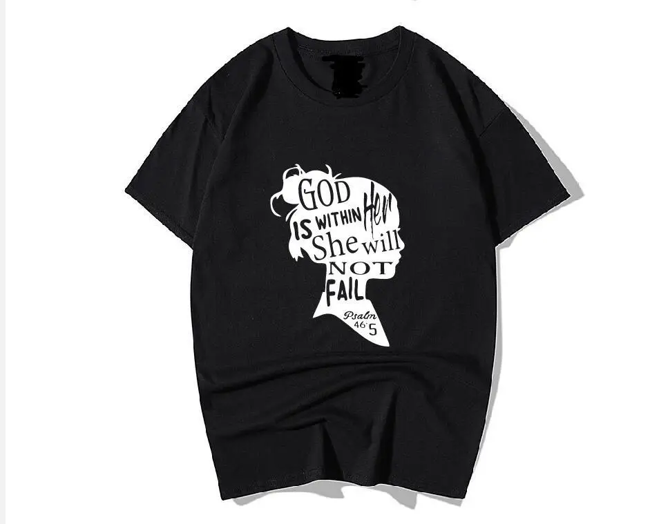 God is Within Her She Will Not Fail Men Women T-Shirt Grey