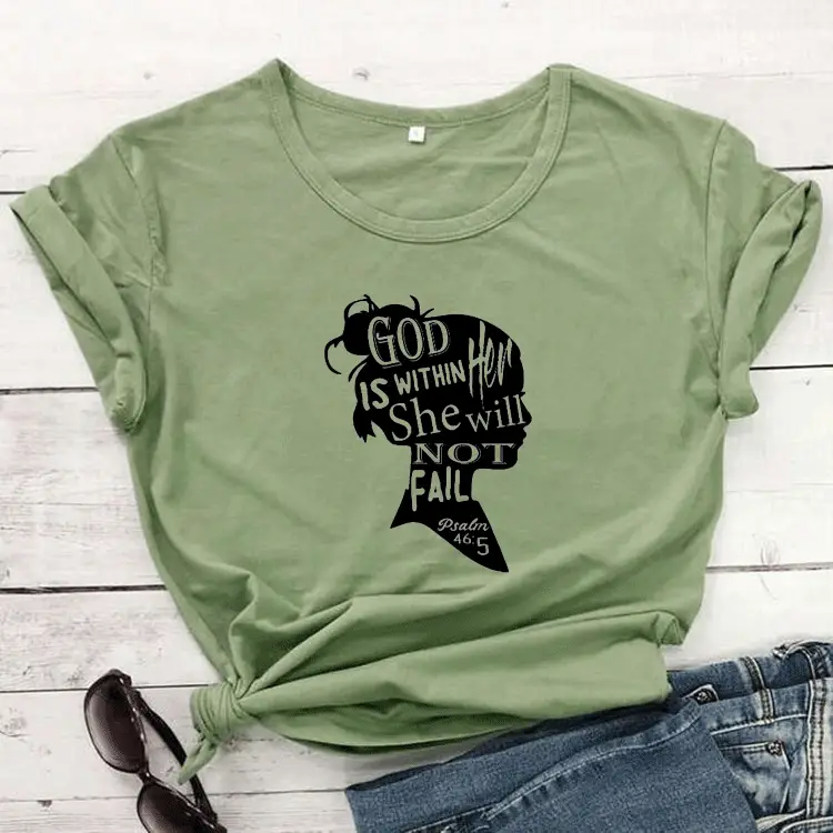 God is Within Her She Will Not Fail Men Women T-Shirt Grey