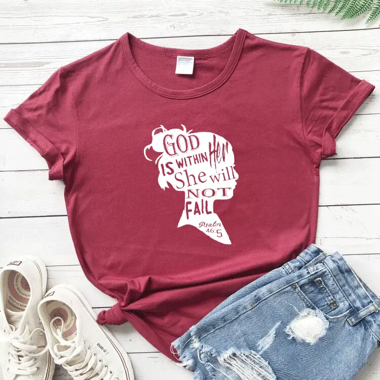 God is Within Her She Will Not Fail Men Women T-Shirt Grey