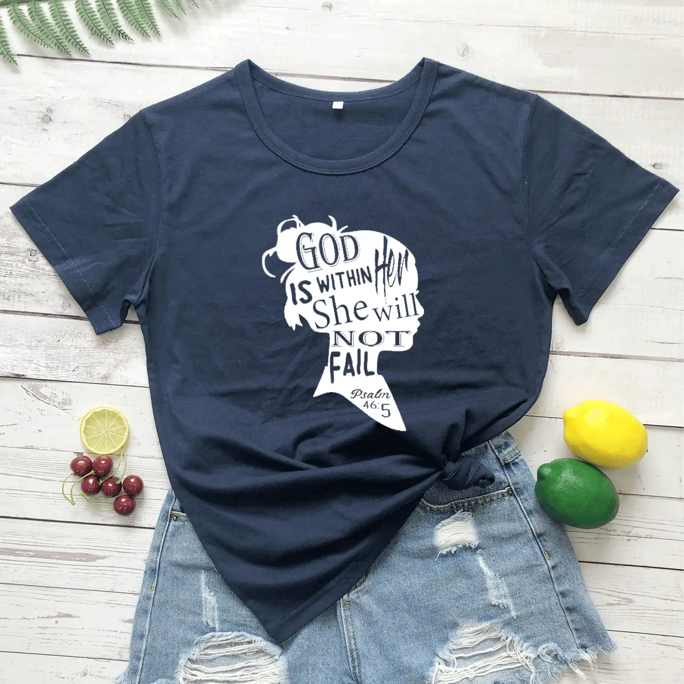God is Within Her She Will Not Fail Men Women T-Shirt Grey