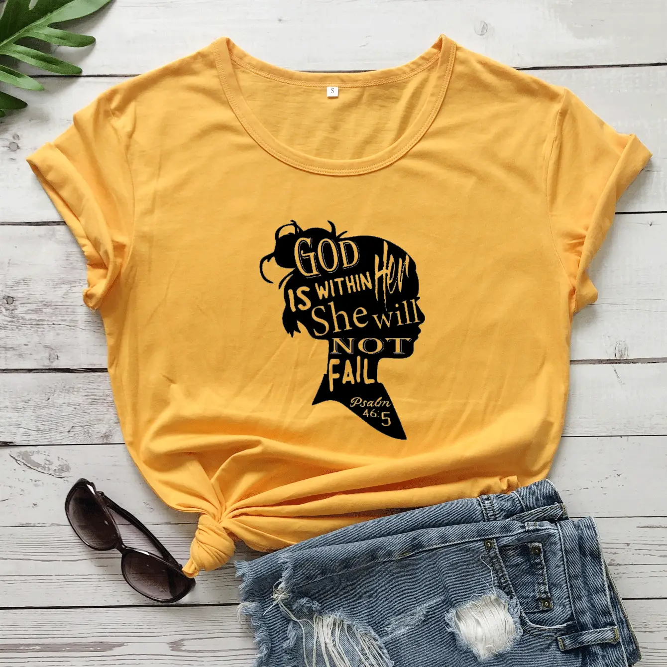 God is Within Her She Will Not Fail Men Women T-Shirt Grey