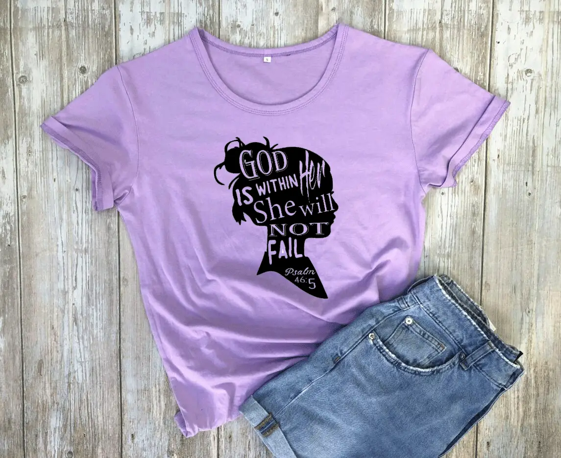 God is Within Her She Will Not Fail Men Women T-Shirt Grey