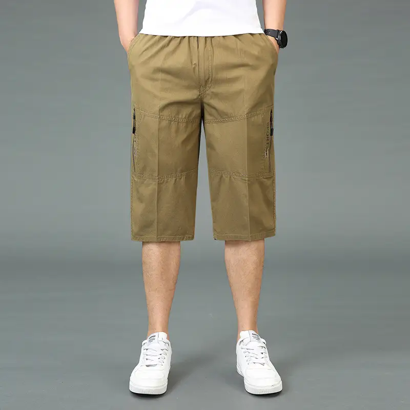 Men Black Cropped Cargo Shorts Large Casual Wear