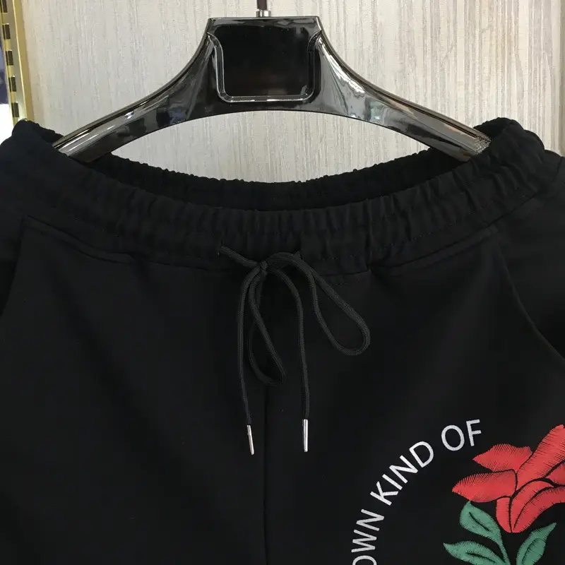 Men Black Floral Drawstring Shorts Extra Large - Image 4