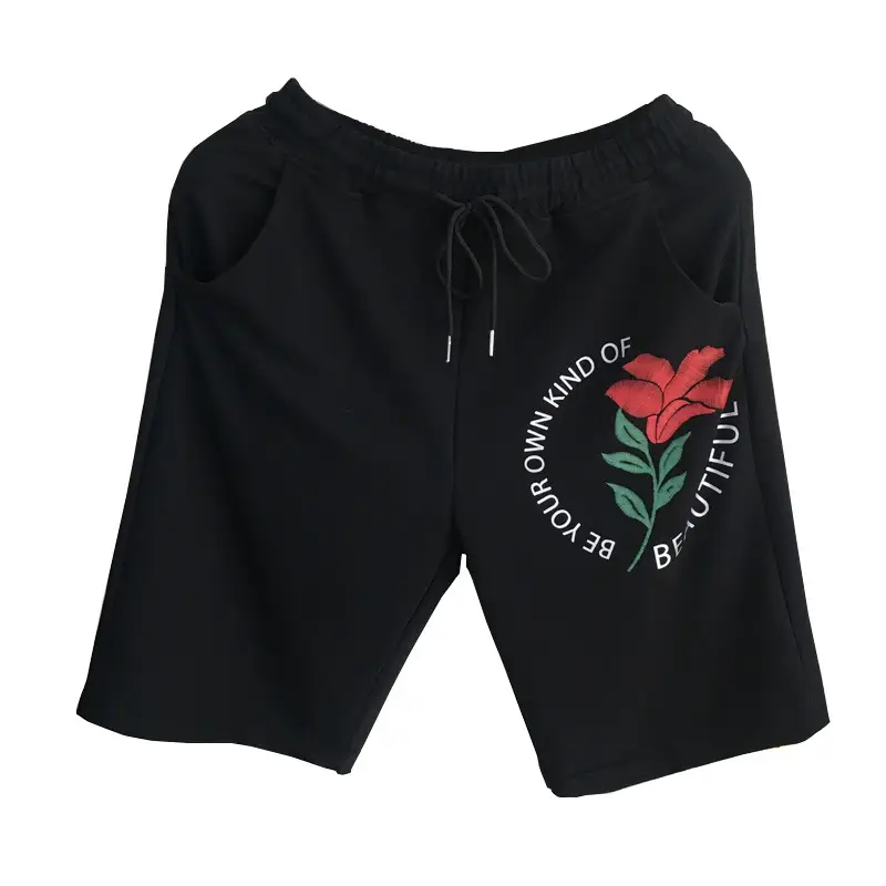 Men Black Floral Drawstring Shorts Extra Large - Image 6