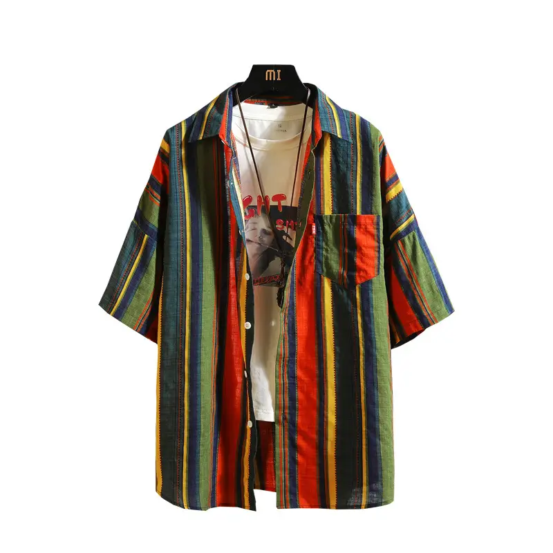 Men Korean Style Striped Short Sleeve Shirt