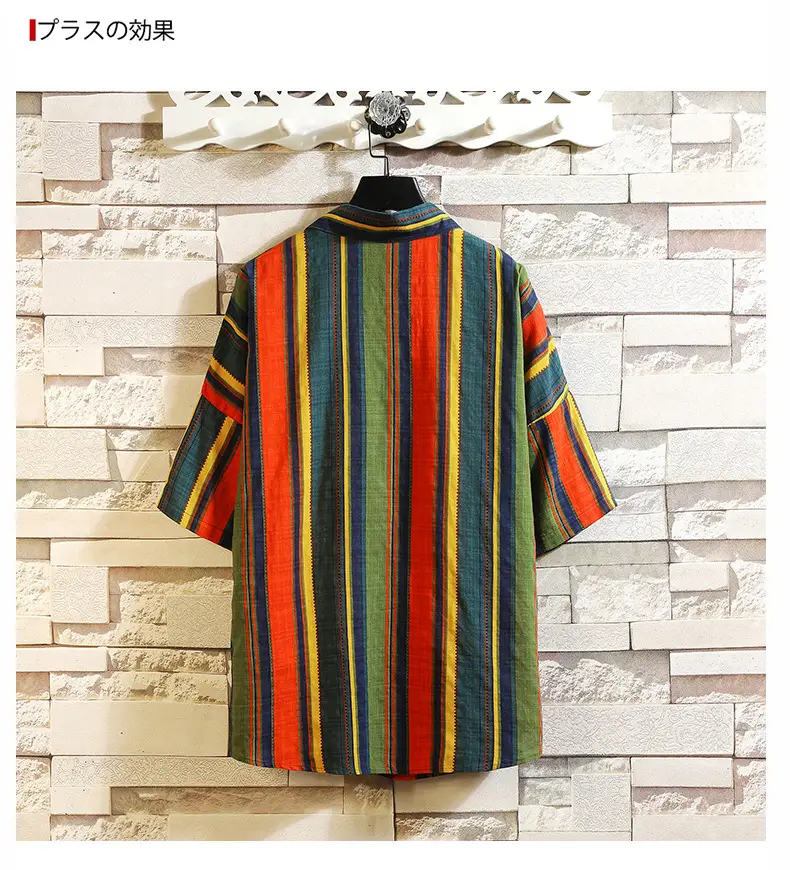 Men Korean Style Striped Short Sleeve Shirt — feature 10