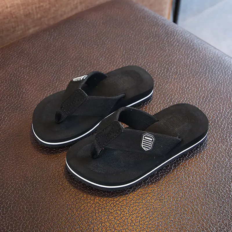 Children's Black Flip-Flops Summer Sandals