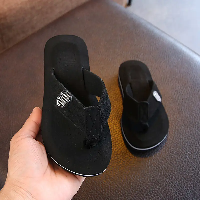 Children's Black Flip-Flops Summer Sandals