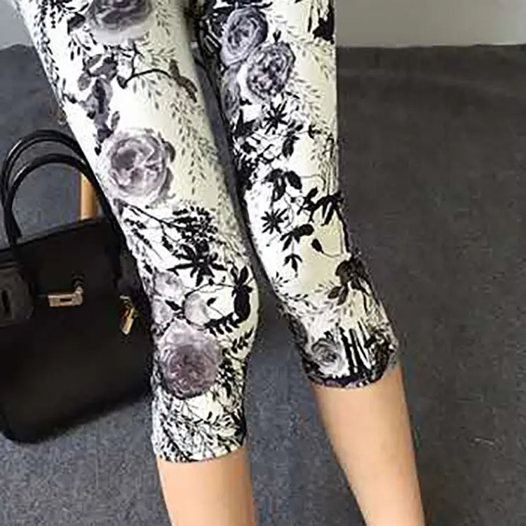 Women Slimming Floral Leggings Large High Waist - Image 14