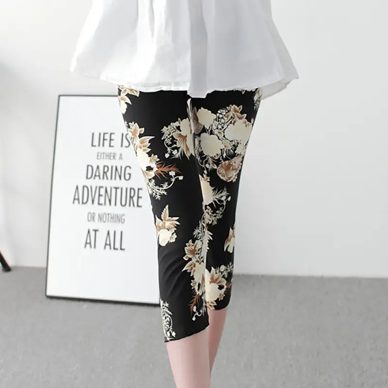 Women Slimming Floral Leggings Large High Waist - Image 10
