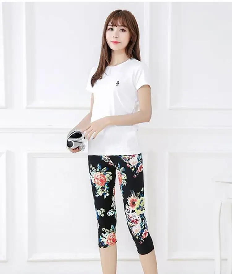 Women Slimming Floral Leggings Large High Waist - Image 11