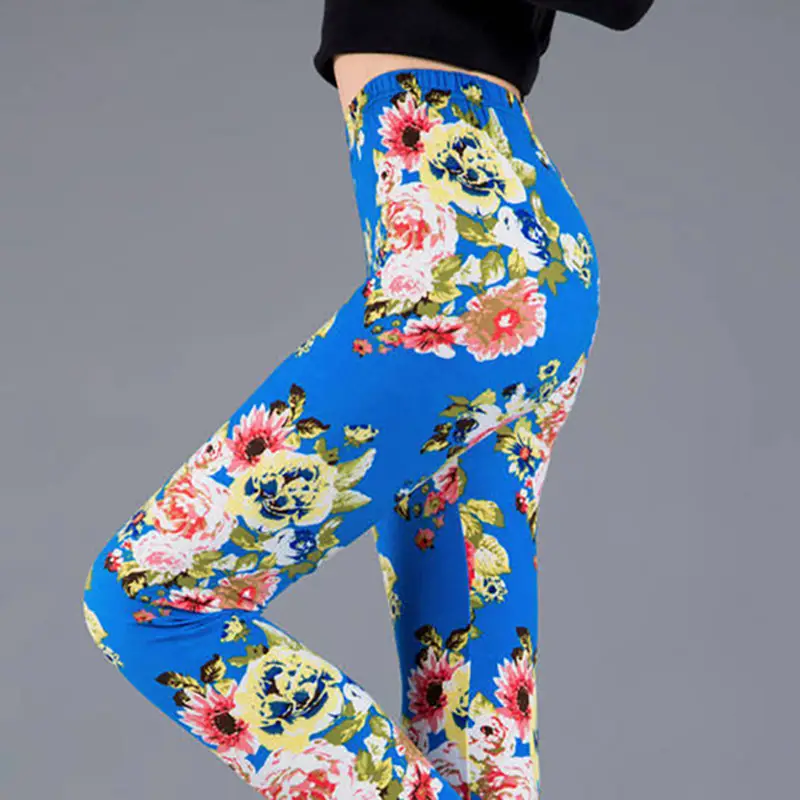 Women Slimming Floral Leggings Large High Waist - Image 12