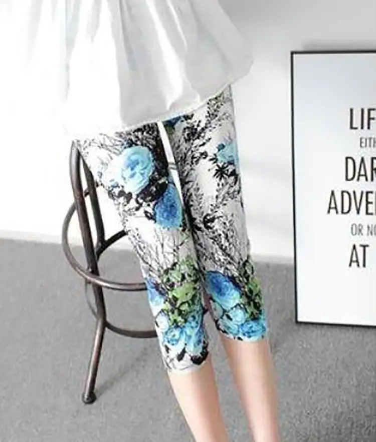 Women Slimming Floral Leggings Large High Waist - Image 7