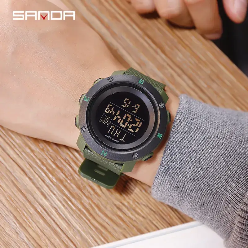 Sanda Red Digital Waterproof Sports Watch for Men - Image 3