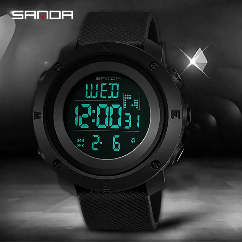 Sanda Red Digital Waterproof Sports Watch for Men - Image 4