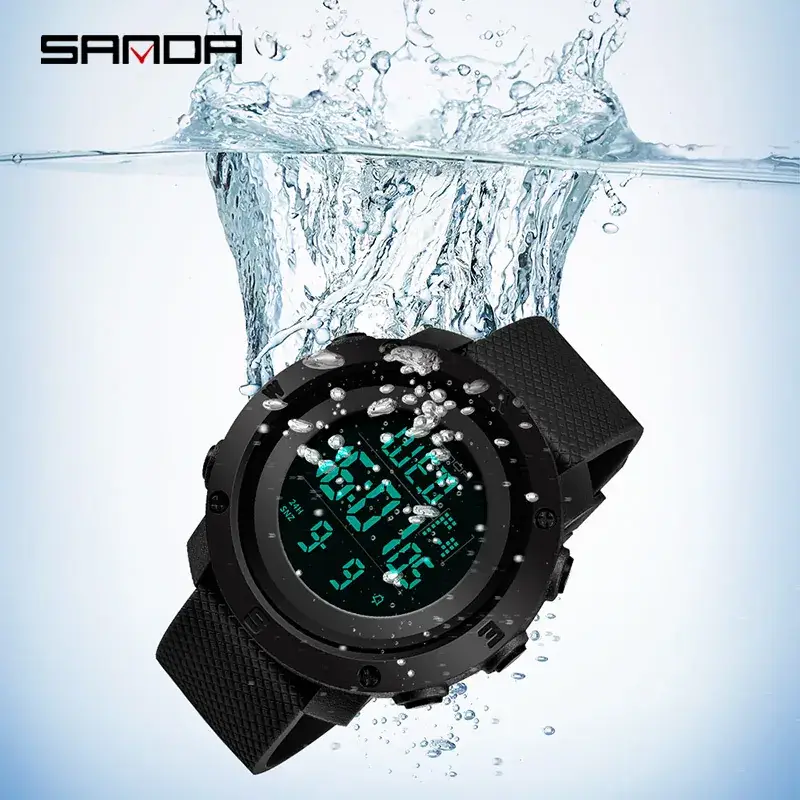 Sanda Red Digital Waterproof Sports Watch for Men - Image 5