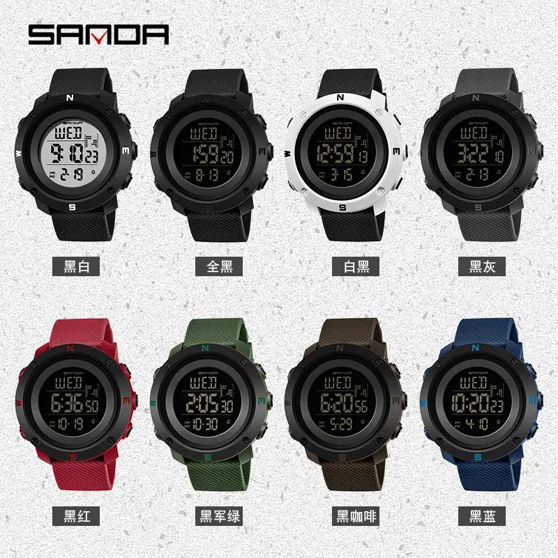 Sanda Red Digital Waterproof Sports Watch for Men - Image 6