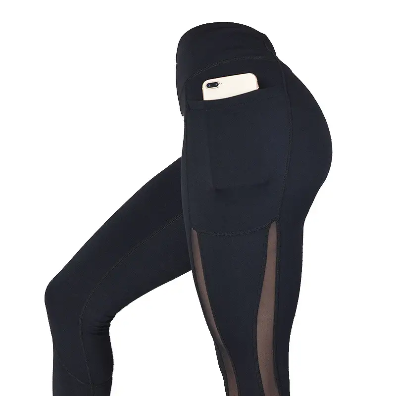 Women Running Yoga Pants Pink Mesh Quick Dry Nine Points - Image 8