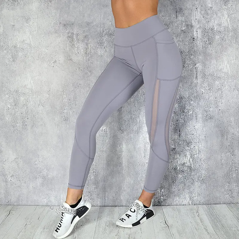 Women Running Yoga Pants Pink Mesh Quick Dry Nine Points — feature 9