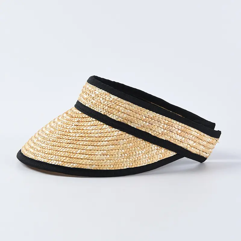 Women Straw Sunvisor Hat with Black Band - Image 3