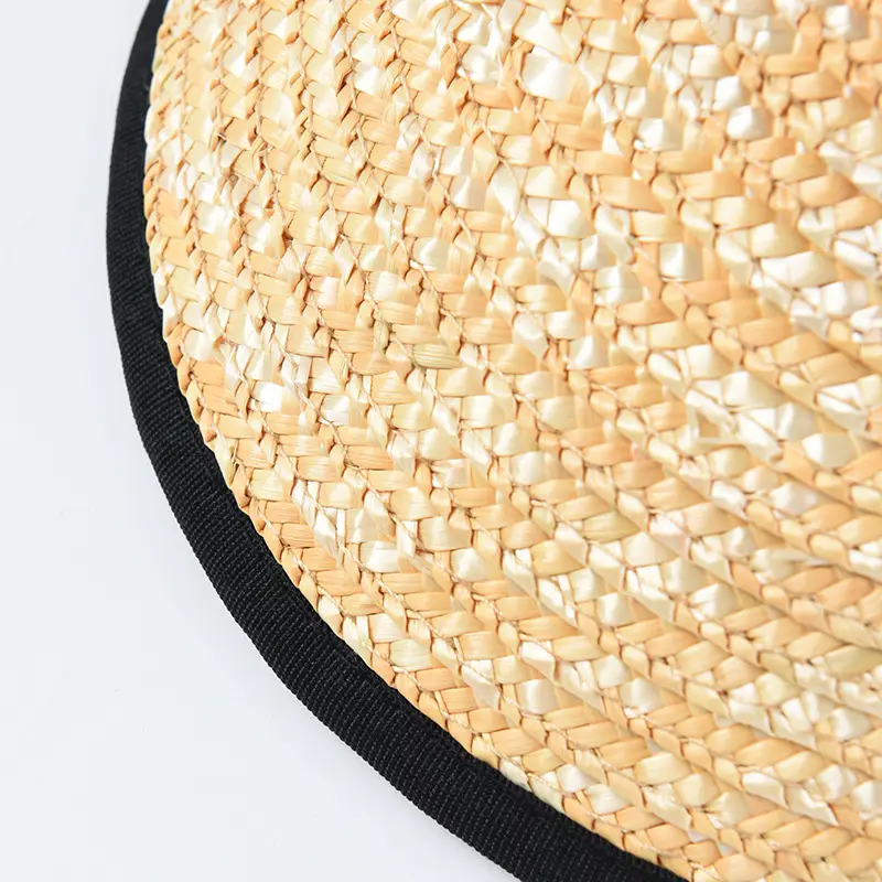 Women Straw Sunvisor Hat with Black Band - Image 4