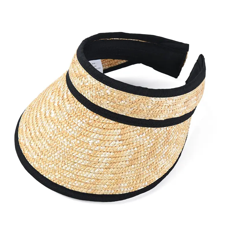 Women Straw Sunvisor Hat with Black Band - Image 6