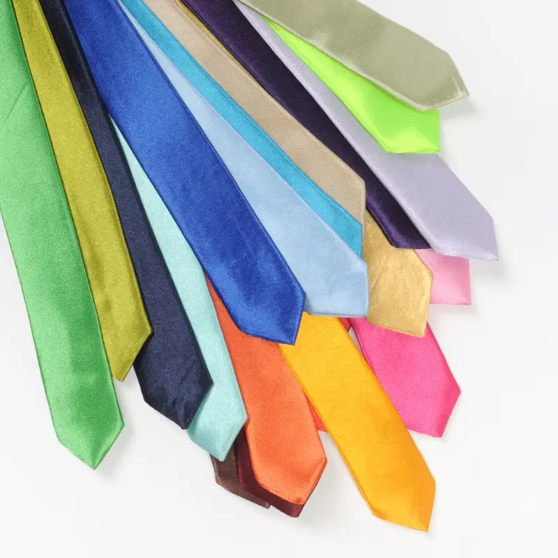 Men's Black Narrow Tie 5cm Satin Solid Color - Image 5