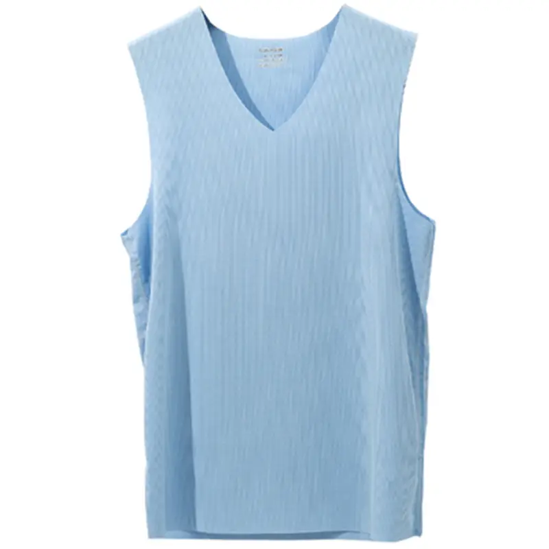 White Ice Silk Sleeveless V-Neck Vest for Men