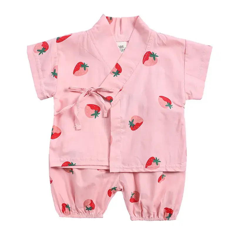 Toddler Pajamas Set Yellow White Pink Cotton Linen 25-Piece - Image 2