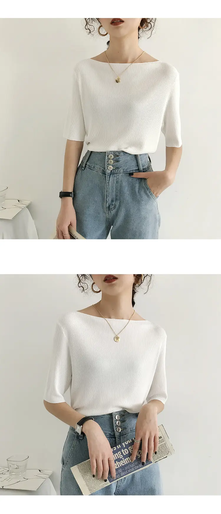 Women Korean Style Ice Silk Knit Sweater Top — feature 12
