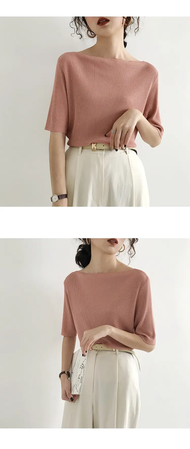 Women Korean Style Ice Silk Knit Sweater Top — feature 14