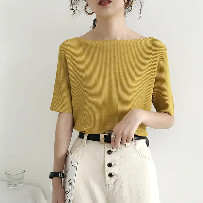 Women Korean Style Ice Silk Knit Sweater Top - Image 2