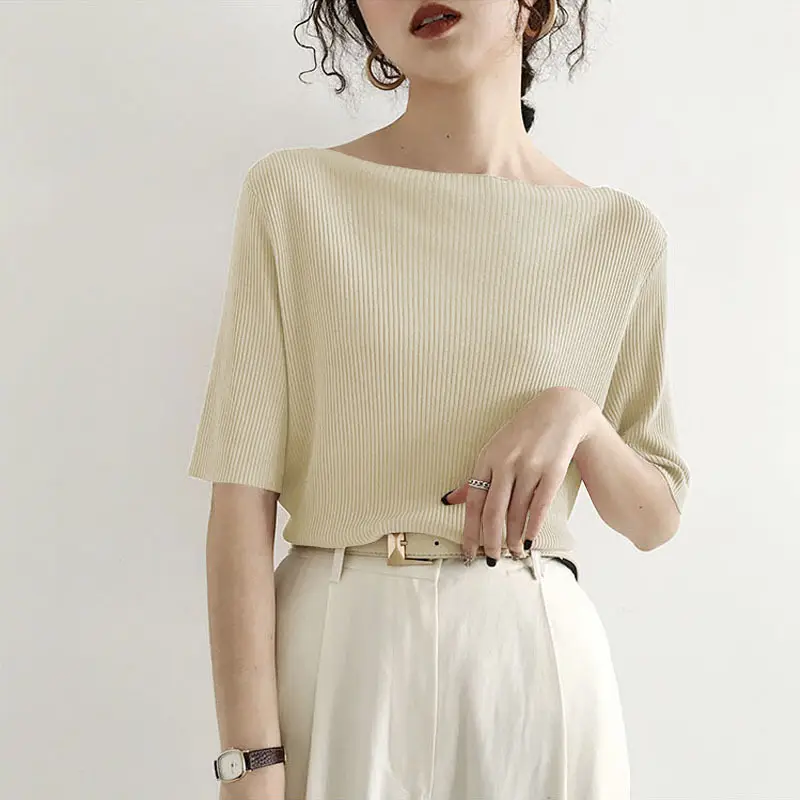 Women Korean Style Ice Silk Knit Sweater Top - Image 7
