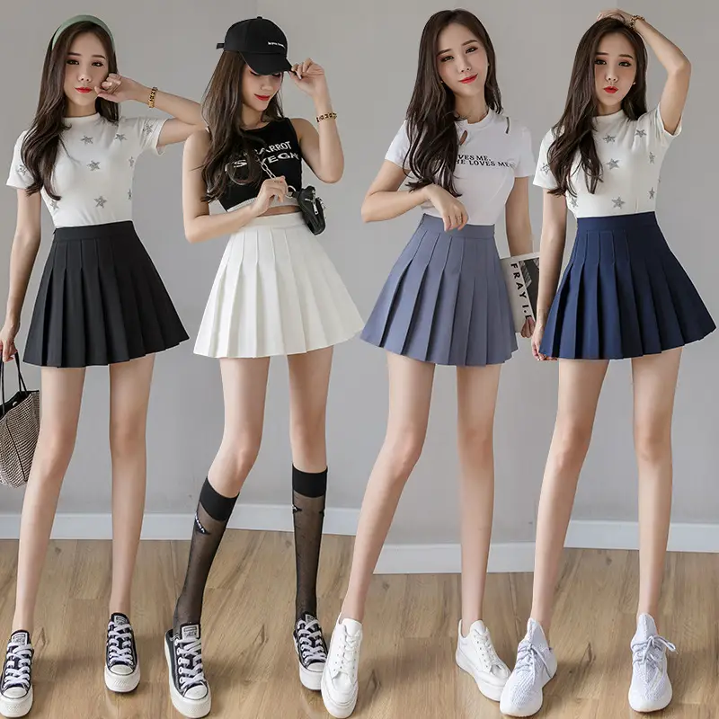Black Pleated Skirt Large Size Korean Style High Waist A-Line - Image 42