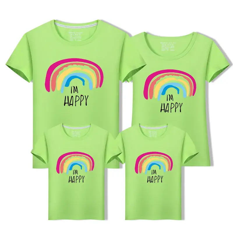 Family Three-Mouth Rainbow T-Shirts Mint Green - Image 7