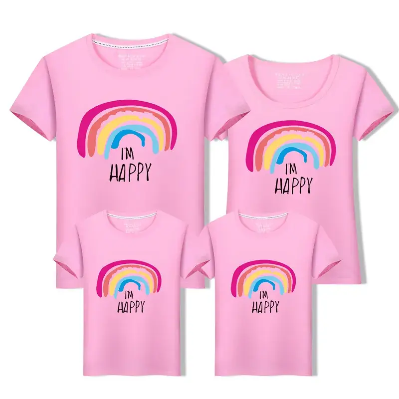 Family Three-Mouth Rainbow T-Shirts Mint Green - Image 5