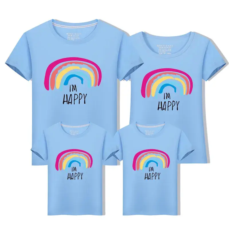 Family Three-Mouth Rainbow T-Shirts Mint Green - Image 6