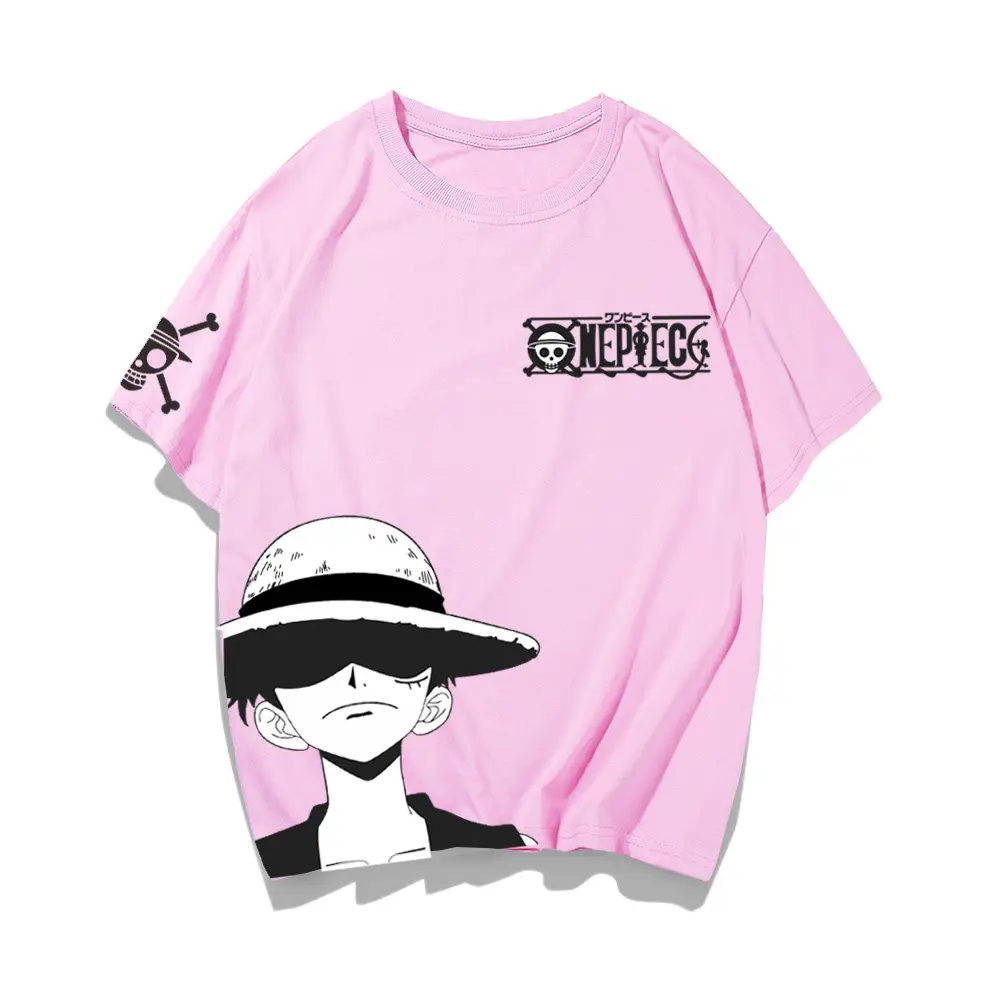 Luffy One Piece T-Shirt Pink Youth Casual