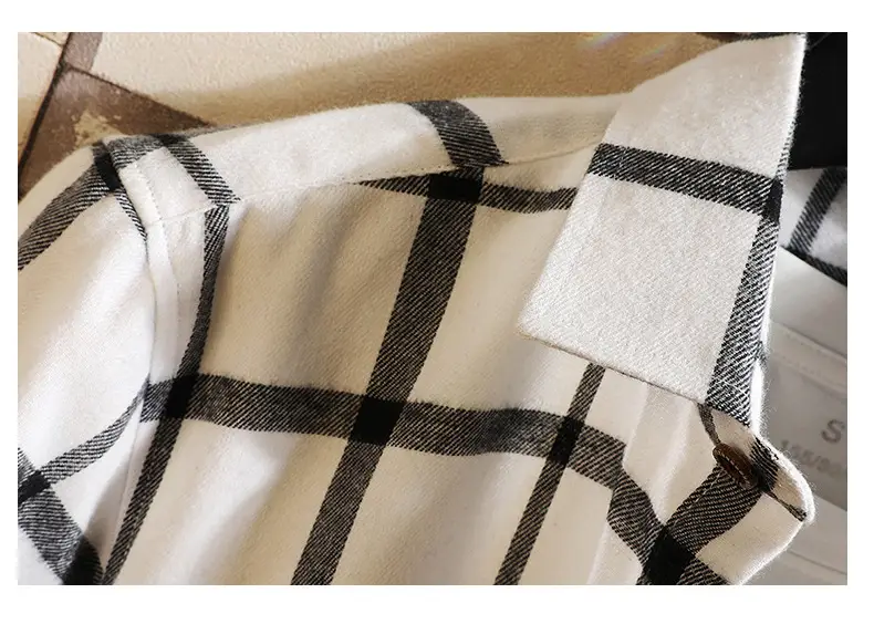 Men's New Plaid Korean Style Shirt Black White — feature 13