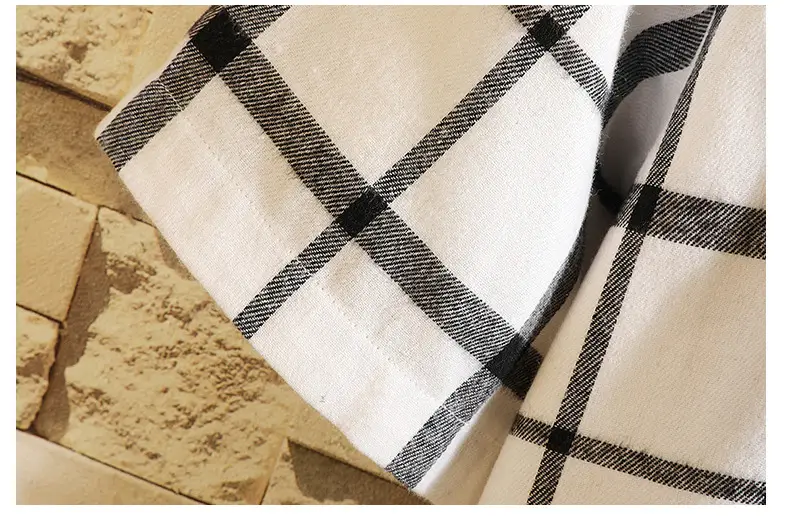 Men's New Plaid Korean Style Shirt Black White — feature 14