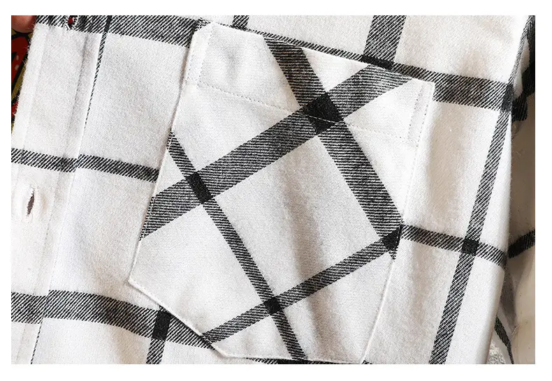 Men's New Plaid Korean Style Shirt Black White — feature 15