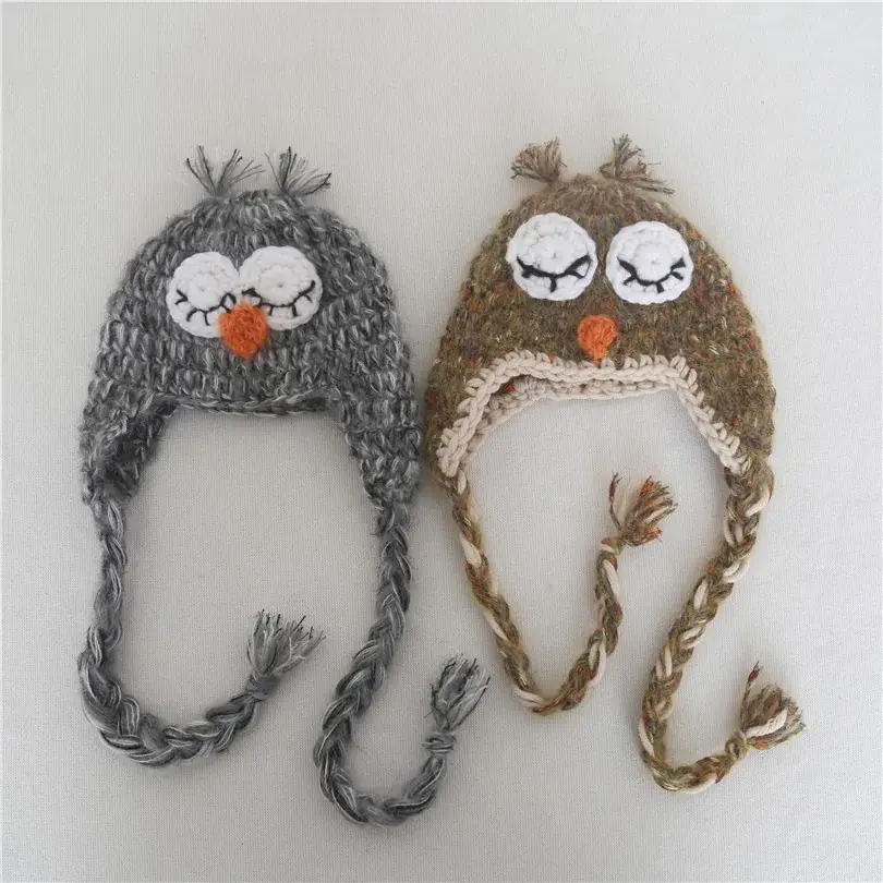 Handmade Crocheted Owl Baby Photography Props - Image 4