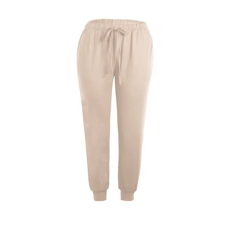 Lace-Up Nine Point Pants Low Waist Casual Beige — feature 23