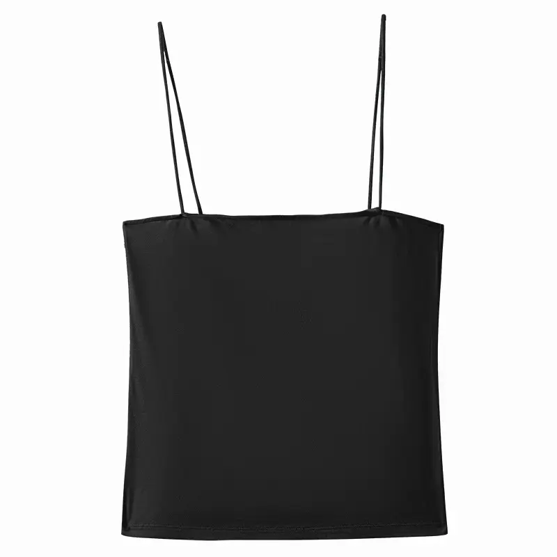 Black Collar Strap Vest Top for Women Slim Fit - Image 2