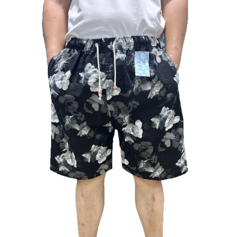 Men's Elephant Print Beach Shorts Black Large - Image 40