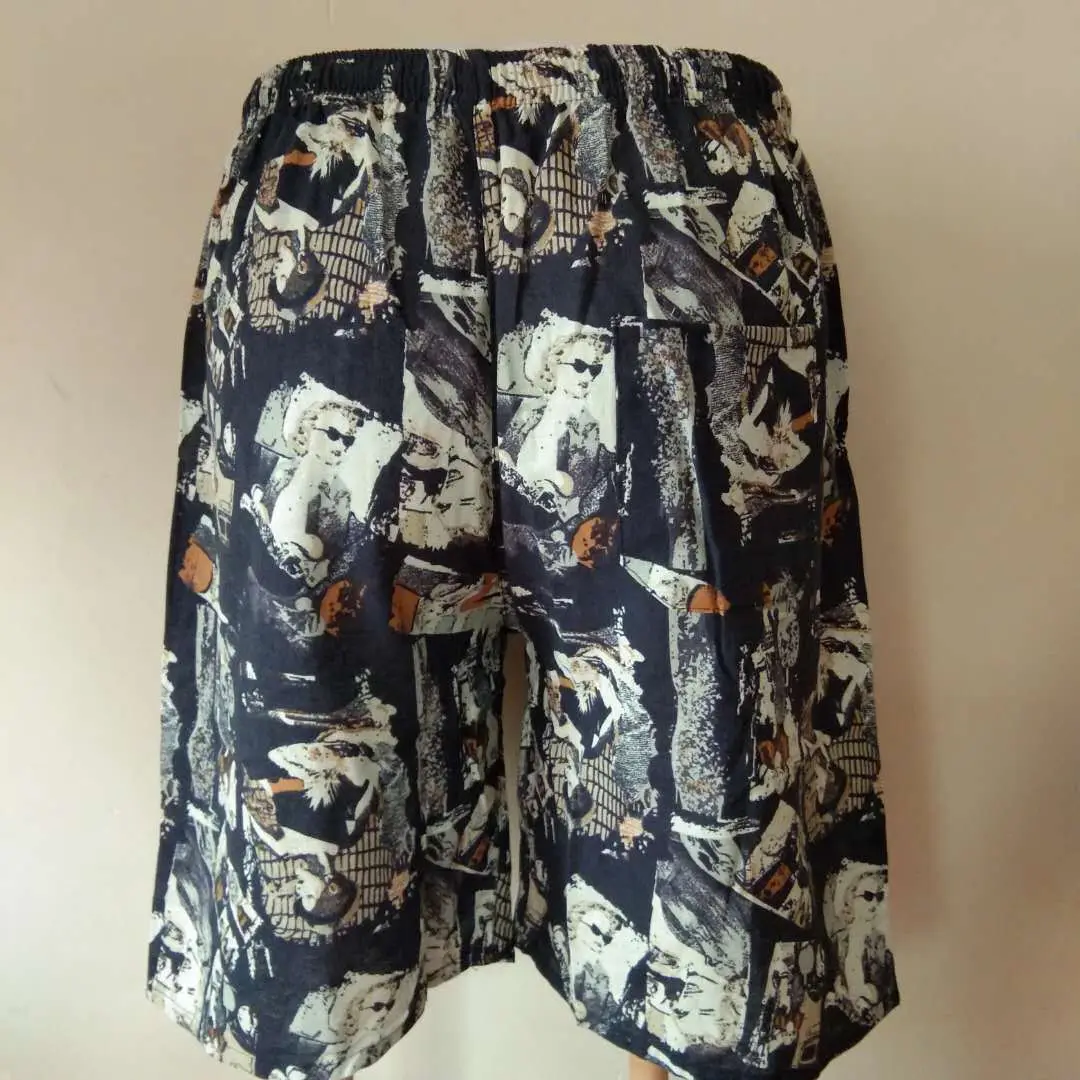 Men's Elephant Print Beach Shorts Black Large — feature 37